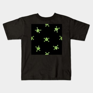 Bitty Skulls - green Glitter on Black Kids T-Shirt